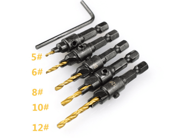 Woodworking countersink drill titanium set 5 pieces