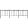 Garden Fence with Hoop Top Steel 16.7' Black