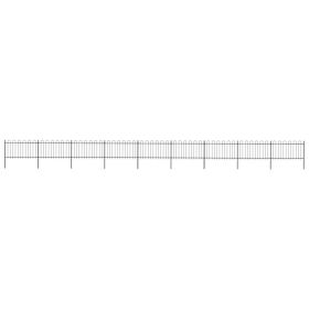 Garden Fence with Hoop Top Steel 50.2' Black