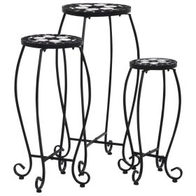 Mosaic Tables 3 pcs Black and White Ceramic