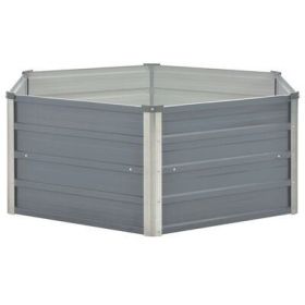 Raised Garden Bed 50.8"x50.8"x18.1" Galvanized Steel Gray