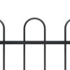 Garden Fence with Hoop Top Steel 16.7' Black