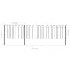 Garden Fence with Hoop Top Steel 16.7' Black