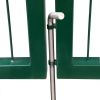Garden Fence Gate with Posts 137.8"x39.4" Steel Green