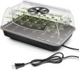 iPower Heating Seed Starter Germination Kit Seedling Propagation Tray with Heater and 5in Vented Humidity Dome; 1-Pack; Black&Transparent