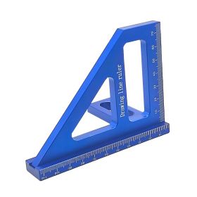 Aluminum Alloy Ruler Woodworking Angle Lineation Ruler (Color: Blue)