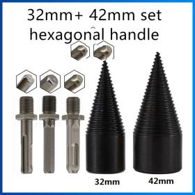 Household Wood Splitting Drill Bit Wood Splitting Artifact (Option: Hexagonal handle Set)