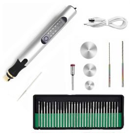 Wireless Jade Carving Machine Polishing Engraving Tool Electric Polishing Pen (Option: Silver-Color box-USB)