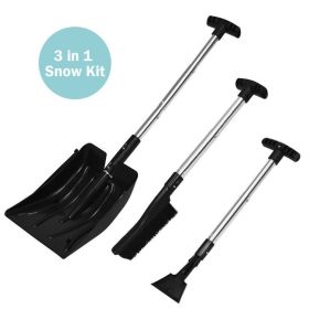 Home Multi Functions Adjustable Aluminum Snow Shovel With Anti-Skid Handle (Color: Black)